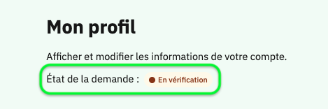 Écran Nusuk Hajj : statut du dossier dans Mon profil